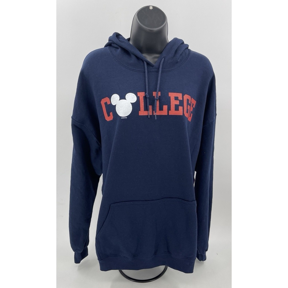 Blue 84 X Walt Disney World "COLLEGE" Mickey Head Navy Blue Hoodie Men's‎ XL NWT